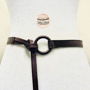 Y2K 2000s style Brown leather belt with buckle